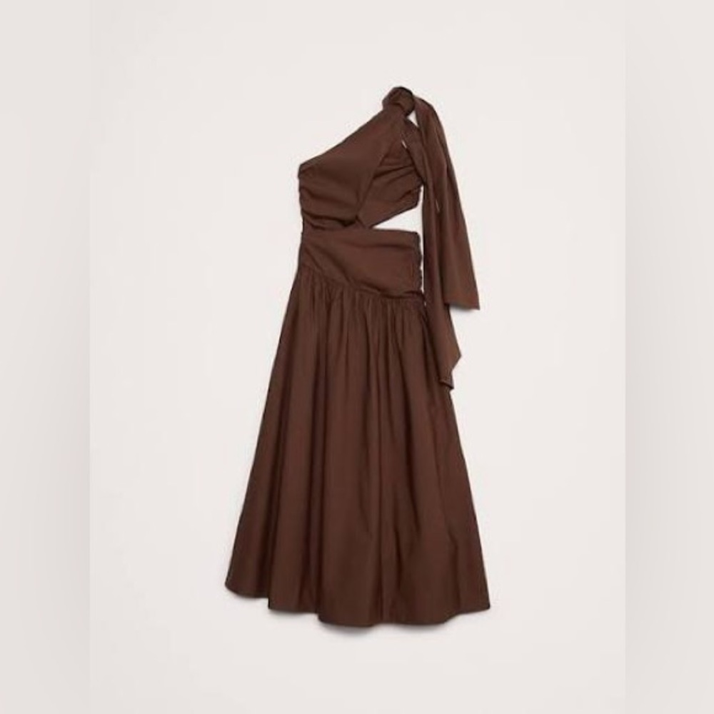 NWT Banana Republic Stretch-Cotton Poplin One-Shoulder Drop-Waist Maxi Dress🔒 - Picture 4 of 6